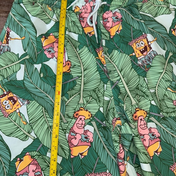 Nickelodeon SpongeBob SquarePants Tropical Swim Trunks XL Mint Green Mesh Lined - Picture 6 of 7